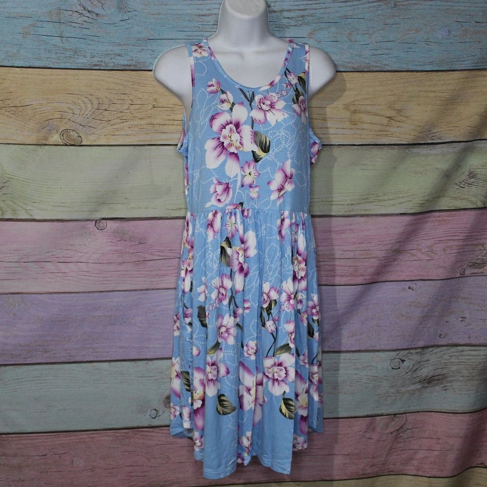 Women's Floral Sleeveless Sun Dress Medium